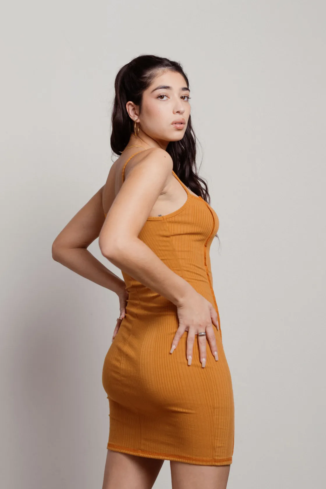 Tobi Fifi Exposed Stitch Bodycon Mini Dress - Black