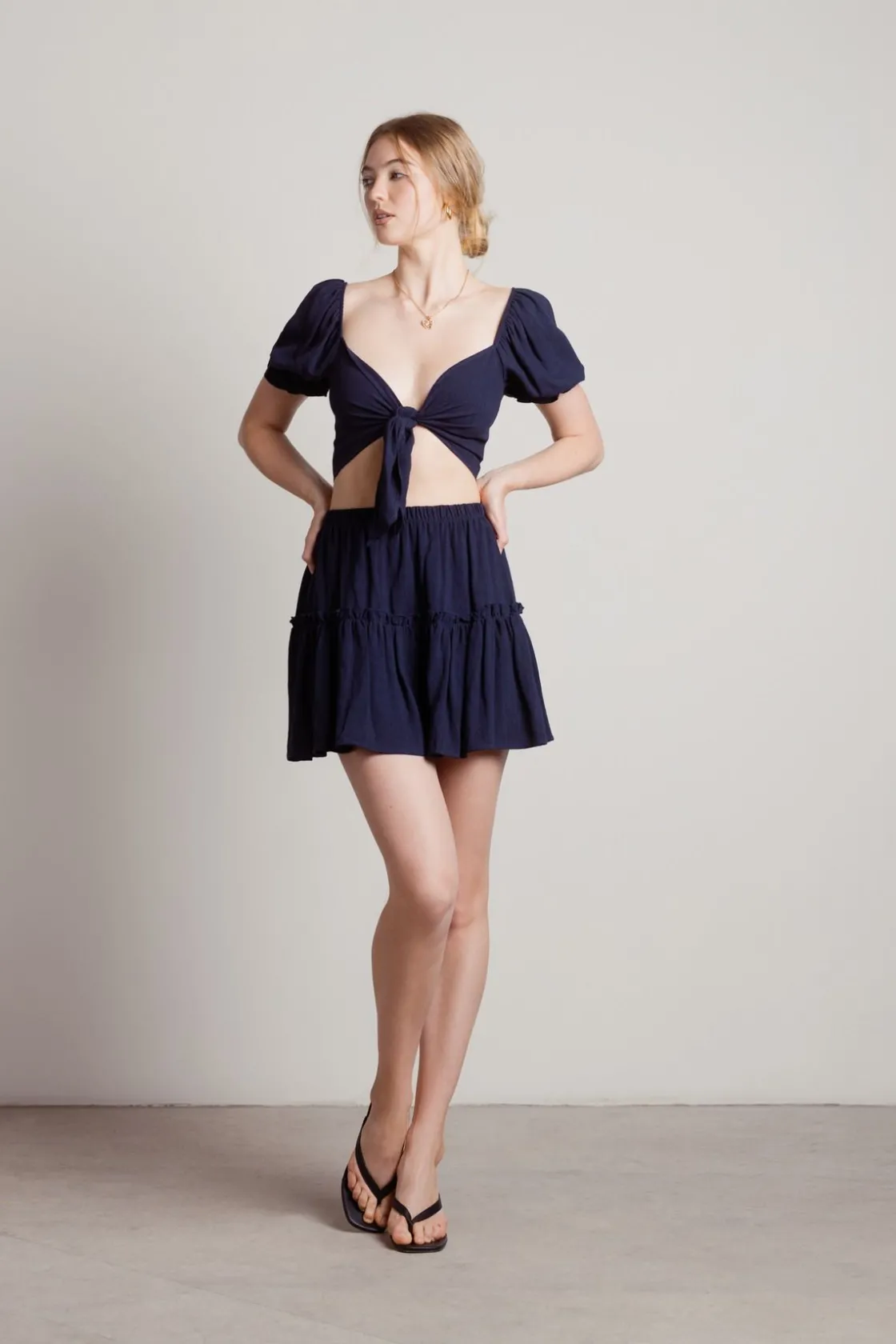 Tobi Find Me Again Tiered Crop Top And Mini Skirt Set -