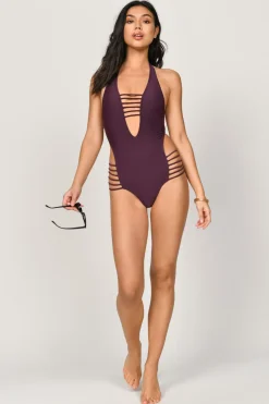 Tobi Fine Line Strappy Monokini - Black