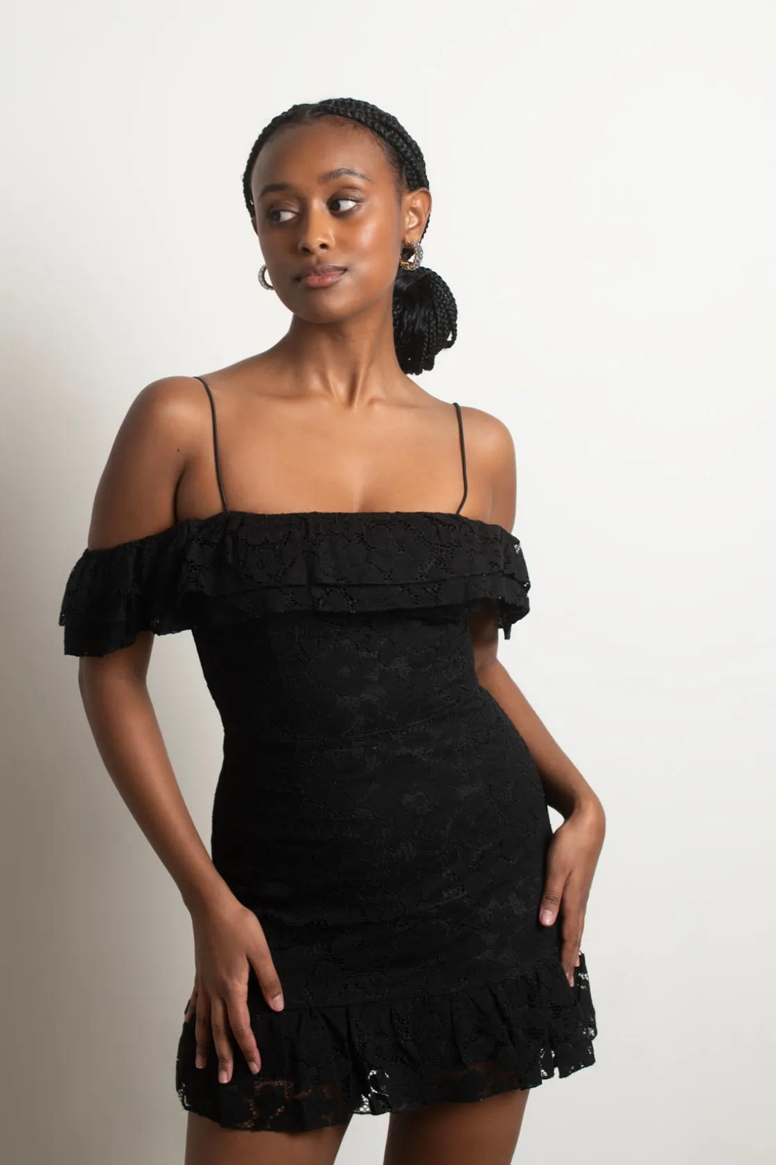 Tobi Fiona Lace Cold Shoulder Mini Dress -