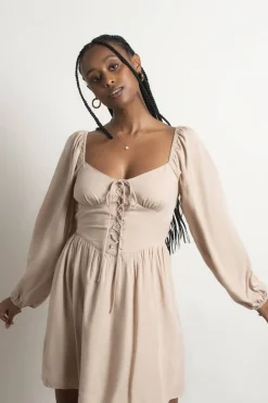 Tobi Float Away Lace Up Babydoll Mini Dress