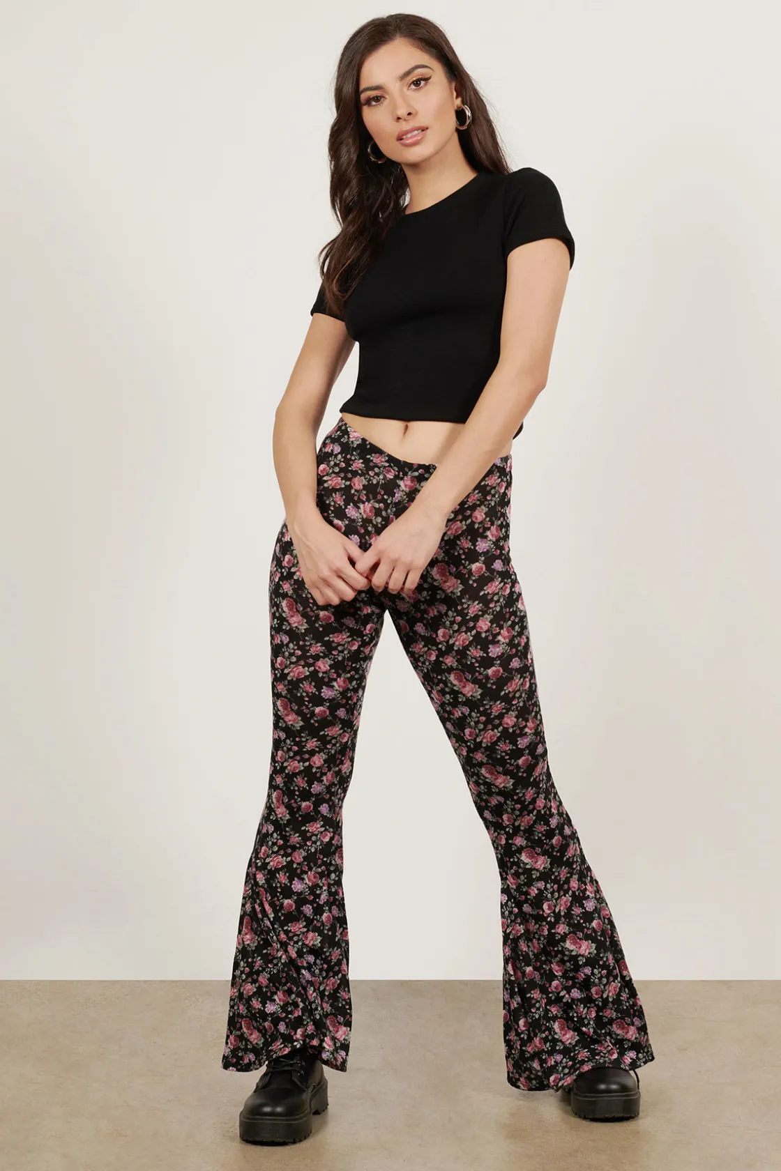 Tobi Floral A-Flare Flared Pants -
