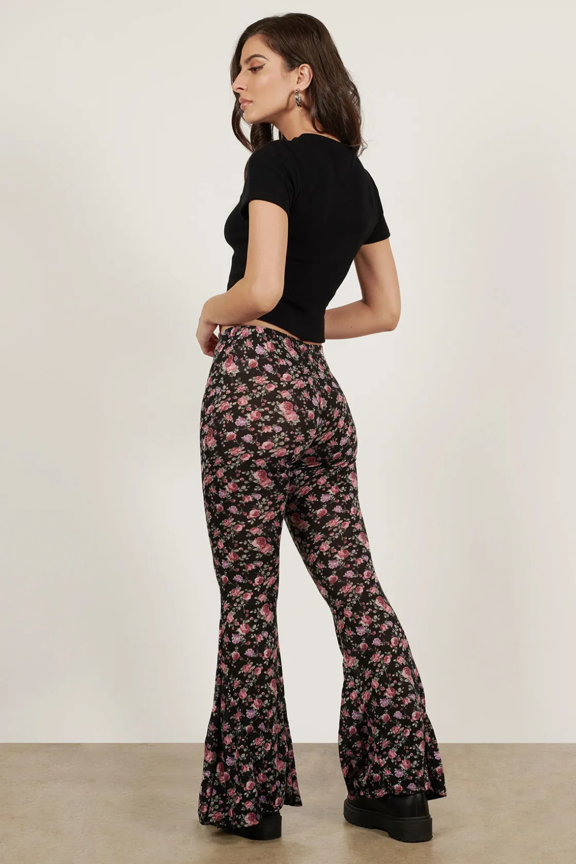 Tobi Floral A-Flare Flared Pants -
