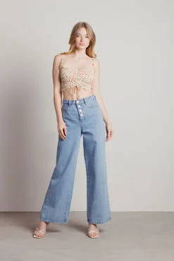 Tobi Flower Power Crop Top - Sage