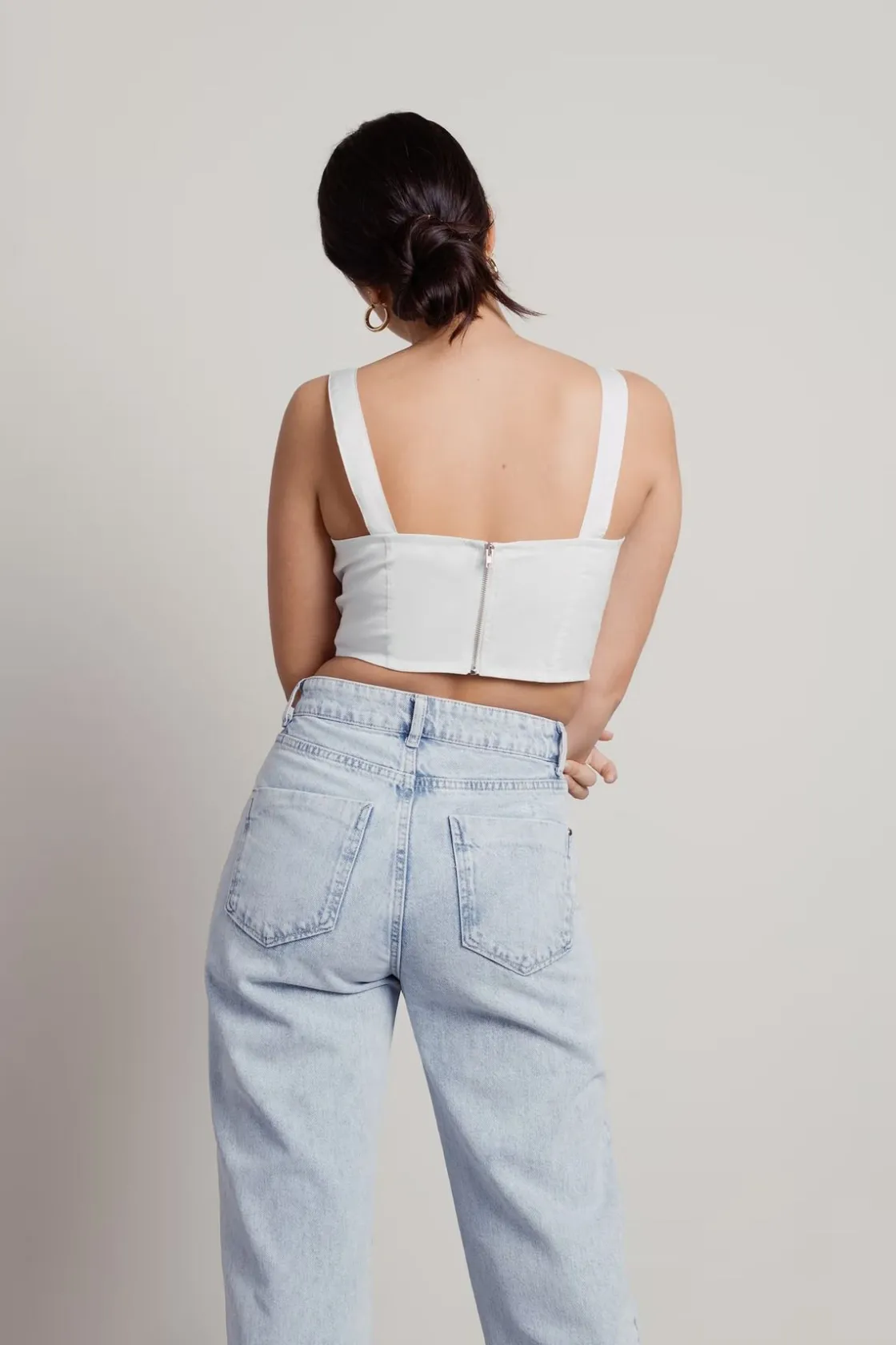 Tobi Focus On Me Corset Top - Blue Purple Plaid