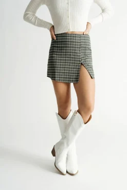 Tobi Follow The Sun Slit Mini Skirt - Olive