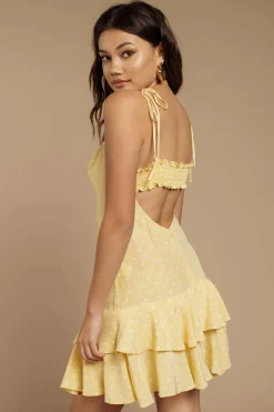 Tobi For Love And Lemons Limoncello Ruffle Open Back Mini Dress -