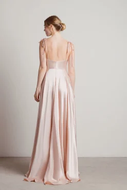 Tobi For The Drama Satin High Slit Maxi Dress - Mauve