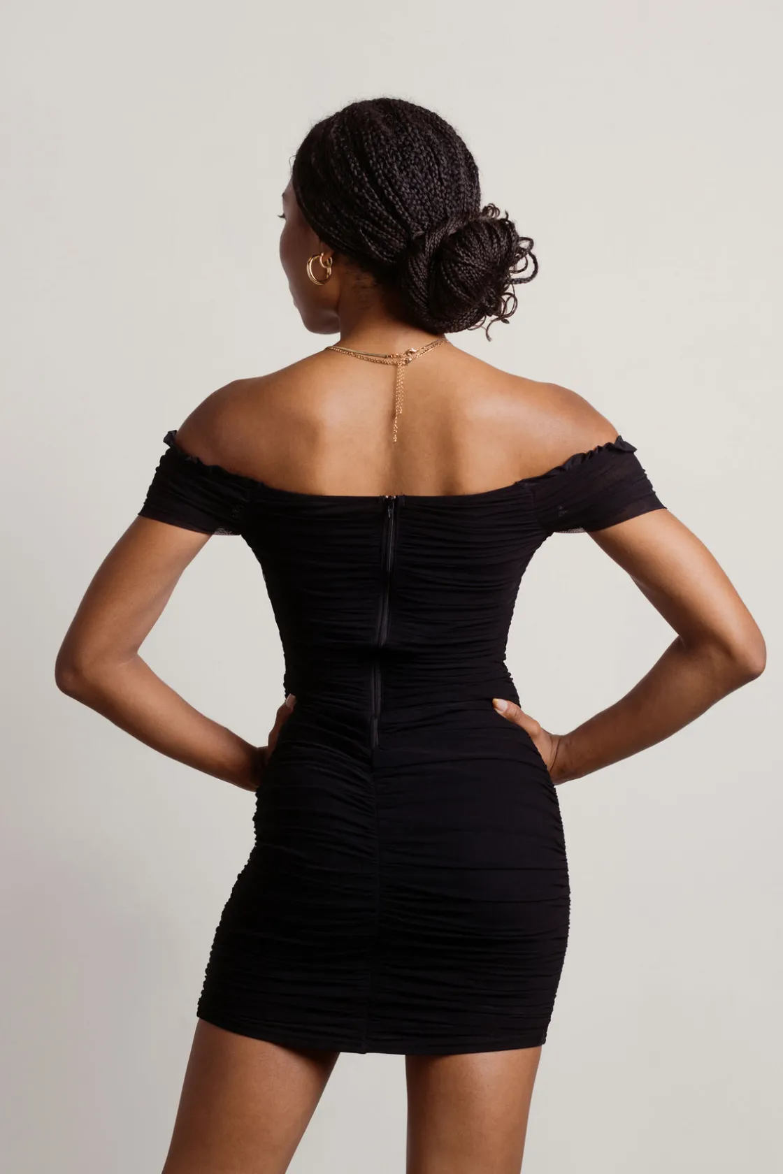 Tobi Foreshadow Ruched Bustier Mini Dress - Black