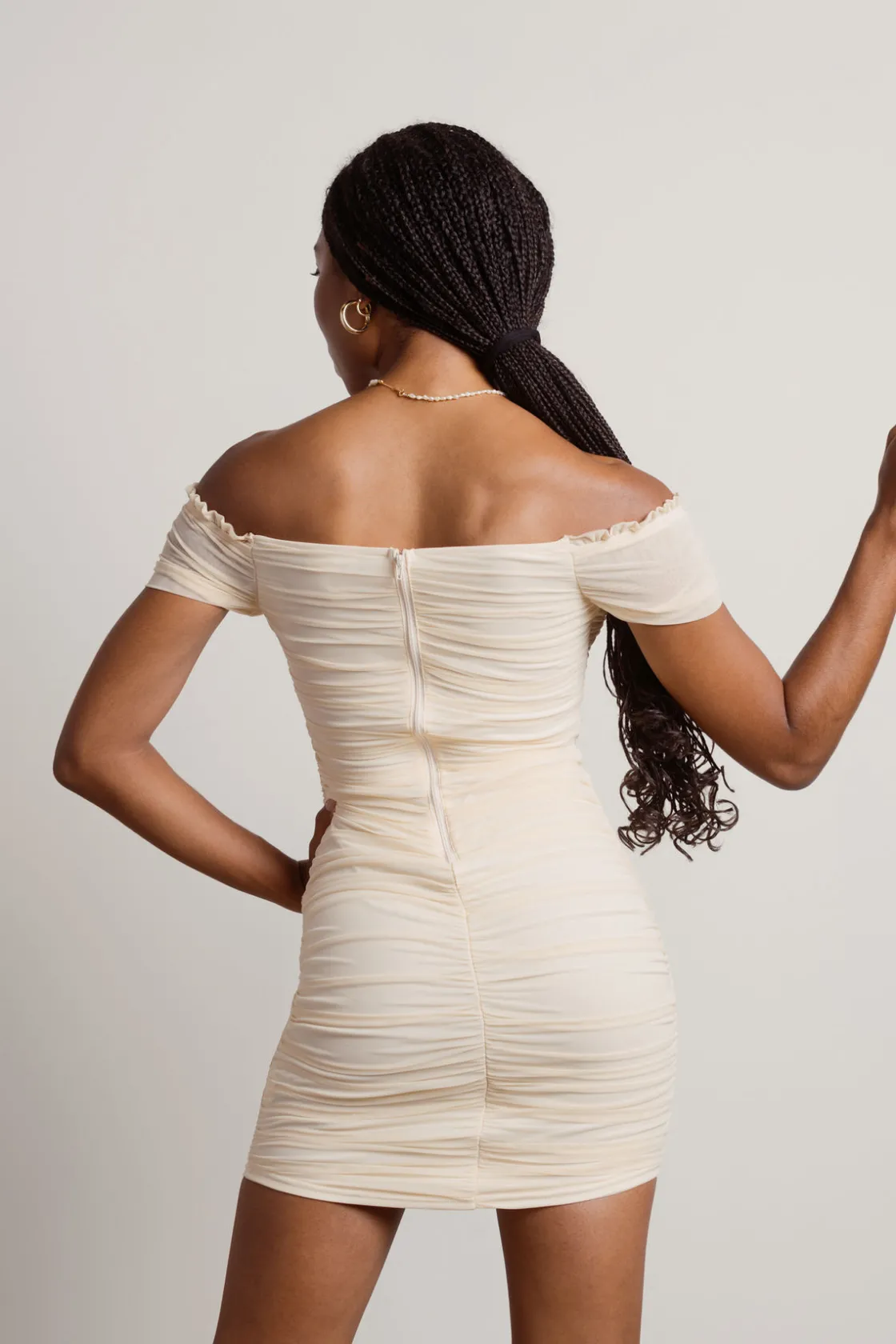 Tobi Foreshadow Ruched Bustier Mini Dress - Black