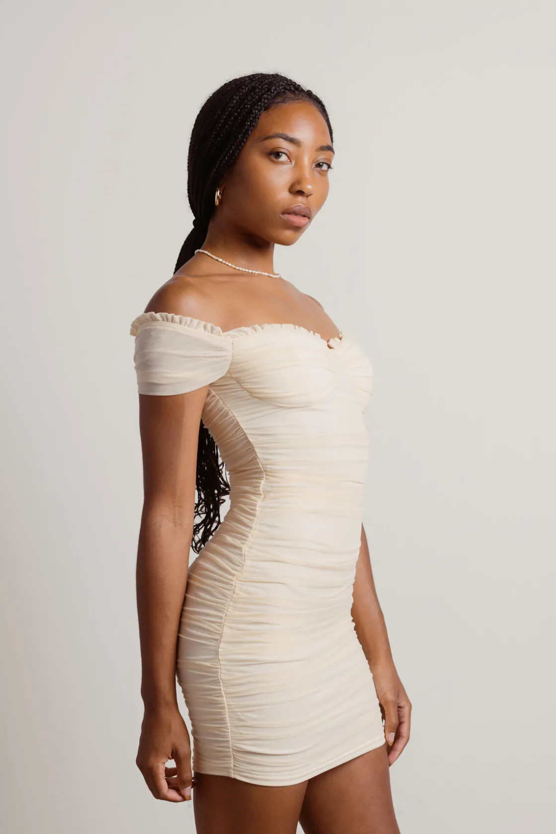 Tobi Foreshadow Ruched Bustier Mini Dress - Black