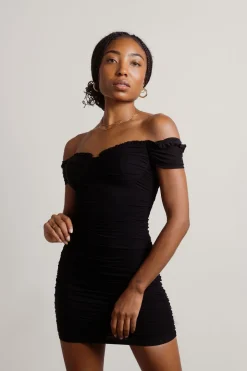 Tobi Foreshadow Ruched Bustier Mini Dress - Black