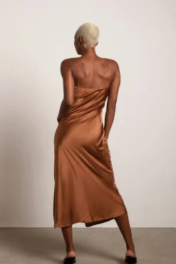 Tobi Forever Yours Satin Slit Midi Dress -
