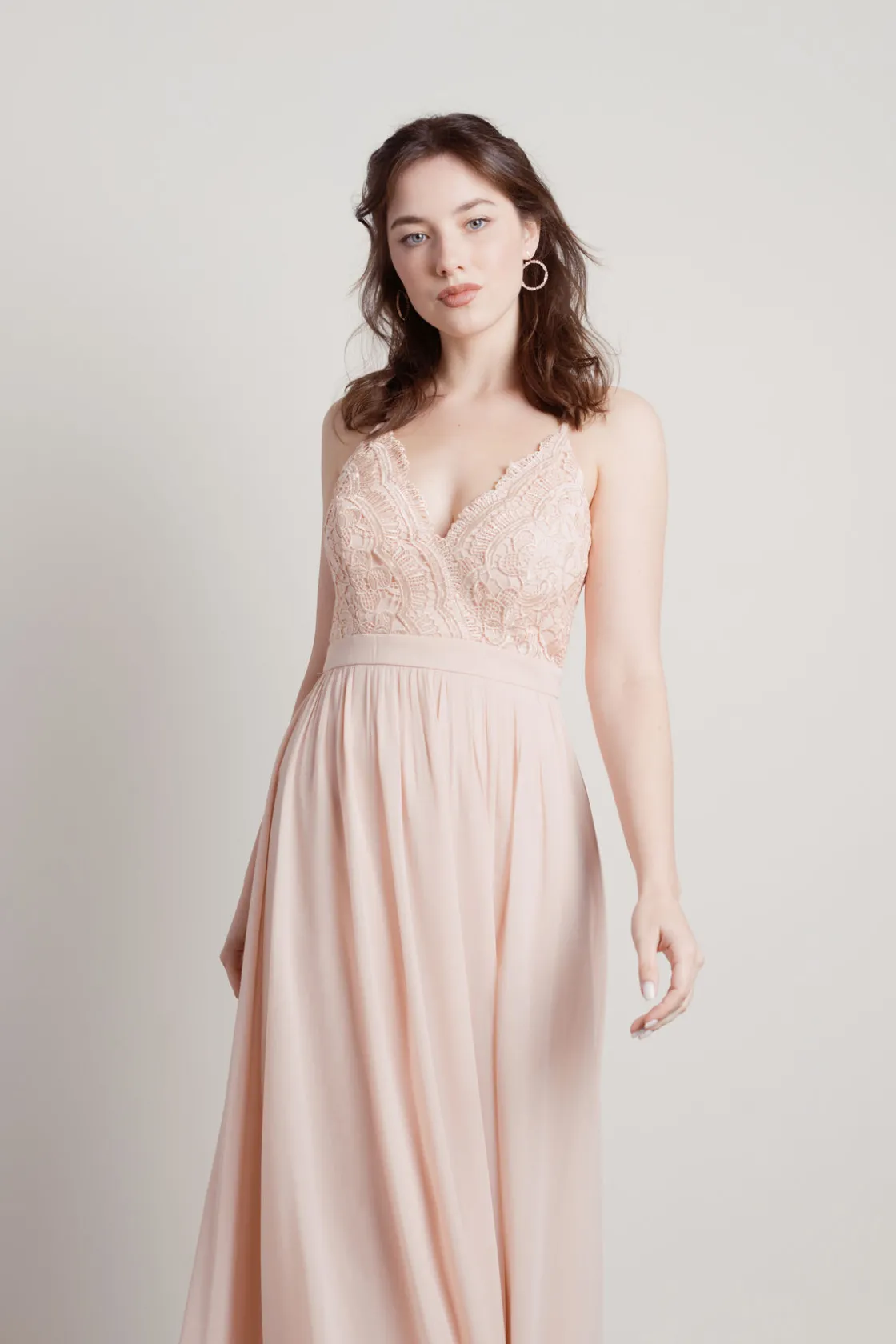 Tobi Forget Me Not Lace High Slit Maxi Dress - Blush