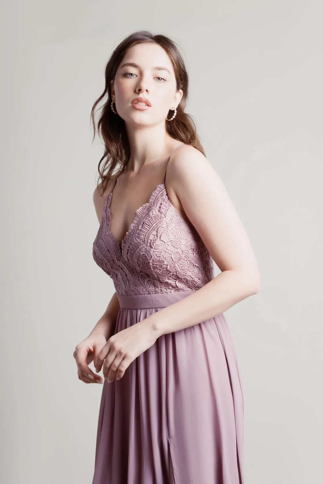 Tobi Forget Me Not Lace High Slit Maxi Dress - Blush
