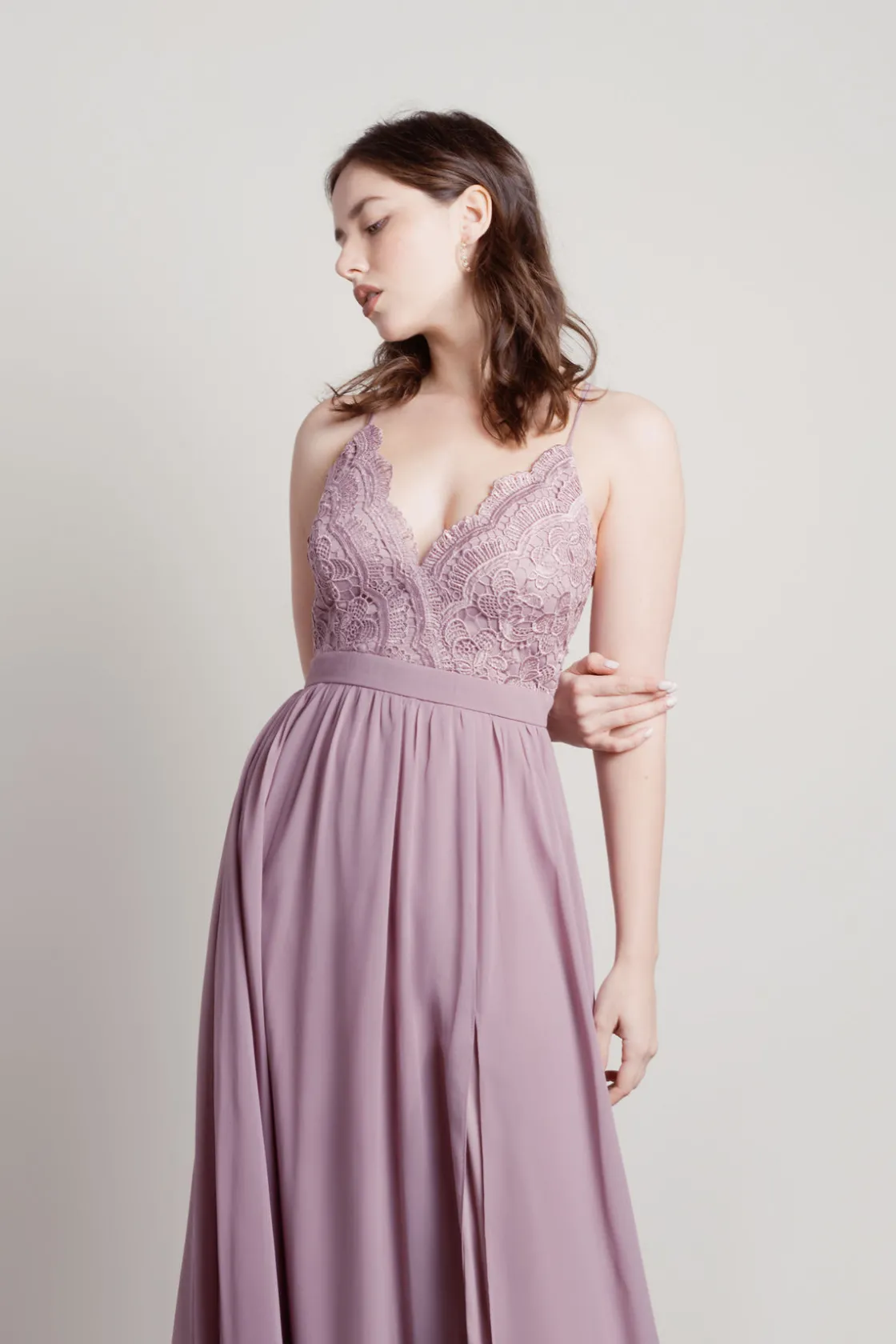 Tobi Forget Me Not Lace High Slit Maxi Dress - Blush