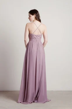 Tobi Forget Me Not Lace High Slit Maxi Dress - Blush