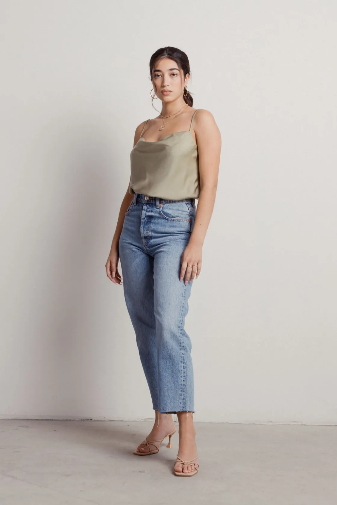 Tobi Fortune Cowl Neck Bodysuit - Sage