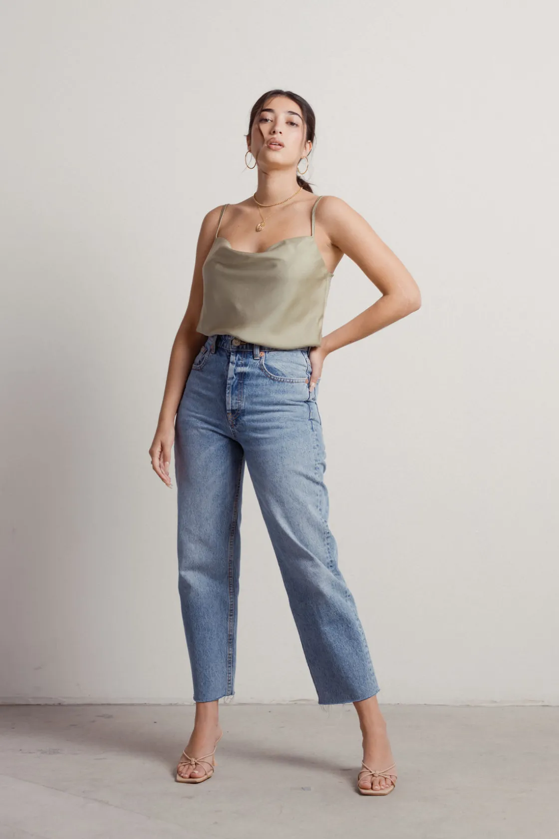 Tobi Fortune Cowl Neck Bodysuit - Sage