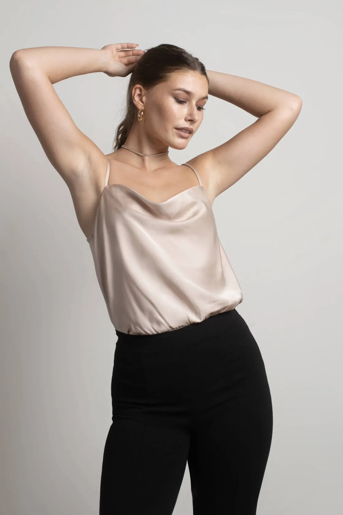Tobi Fortune Cowl Neck Bodysuit - Sage
