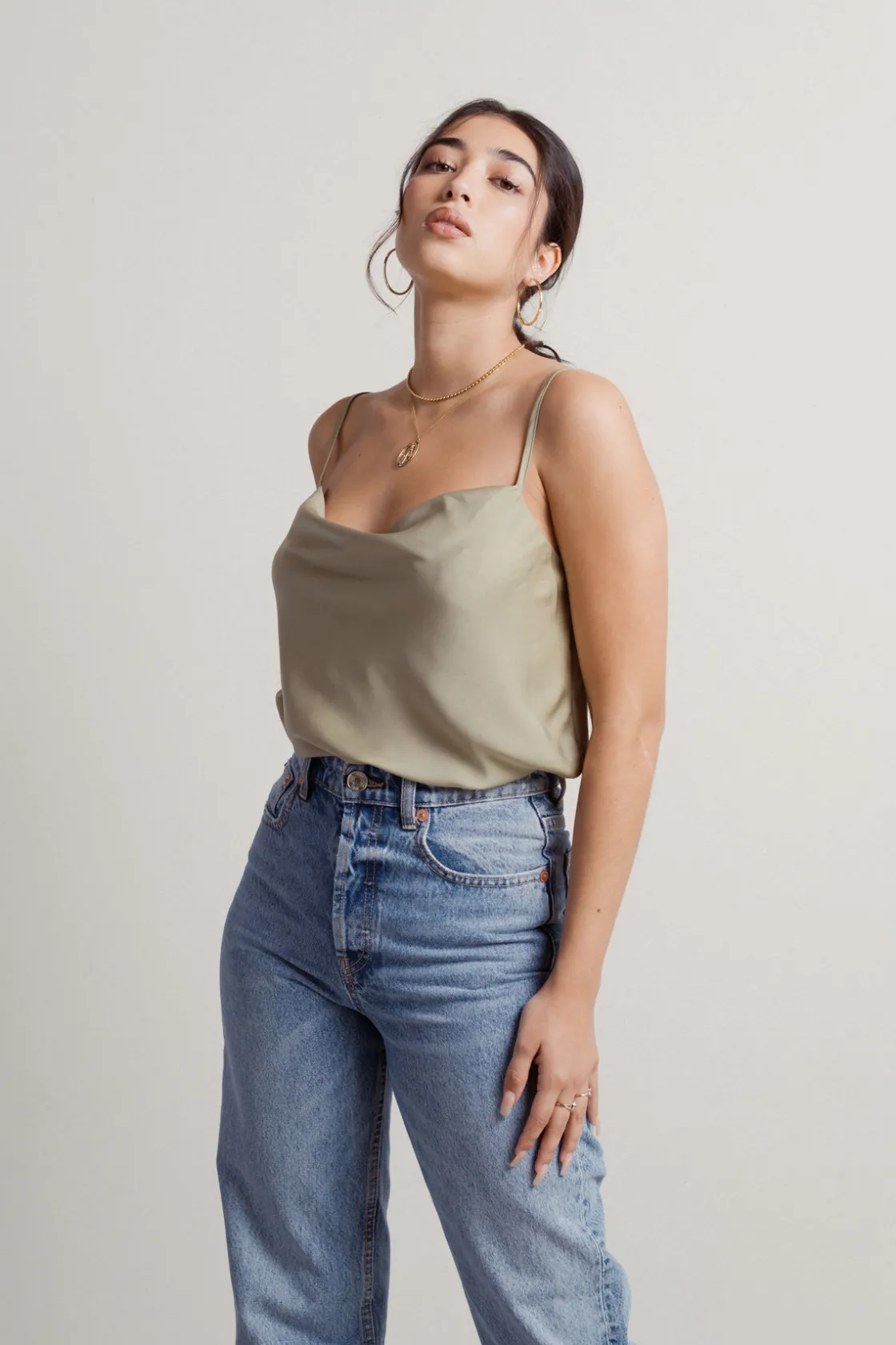 Tobi Fortune Cowl Neck Bodysuit - Sage