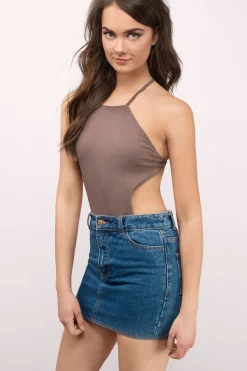 Tobi Frankie Backless Bodysuit - Mocha