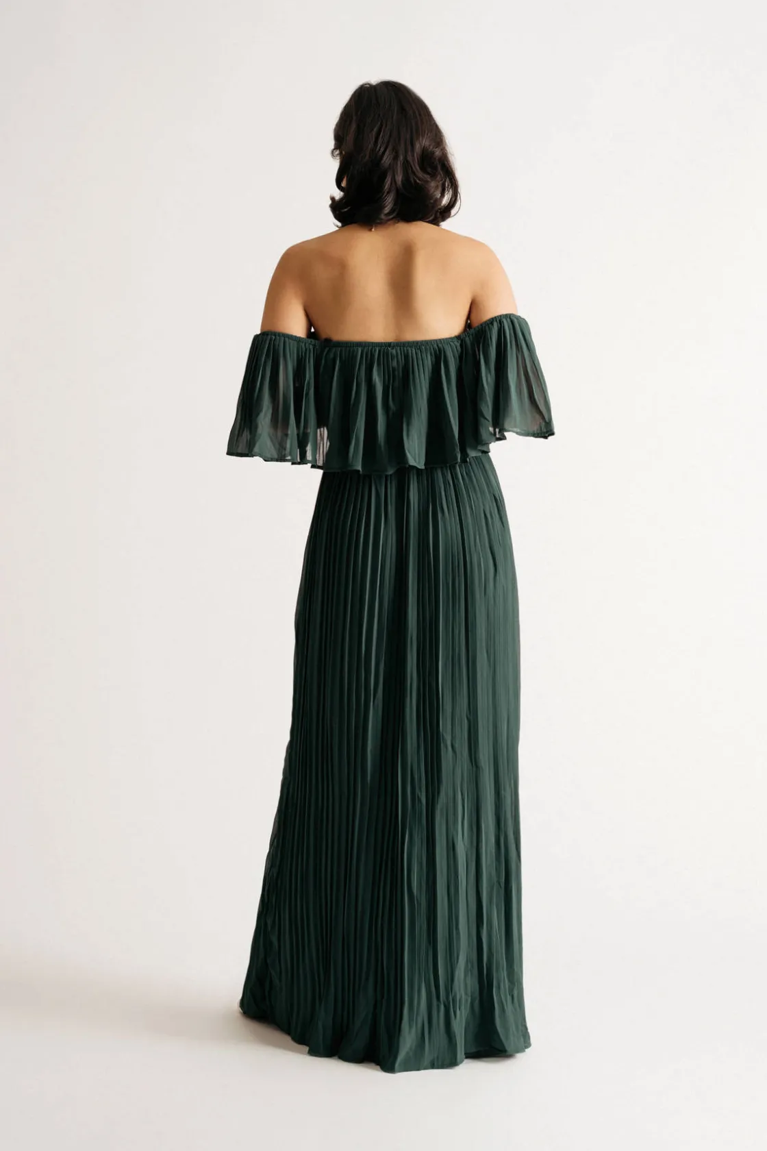 Tobi Free Spirited Pleated Off The Shoulder Maxi Dress - Blue