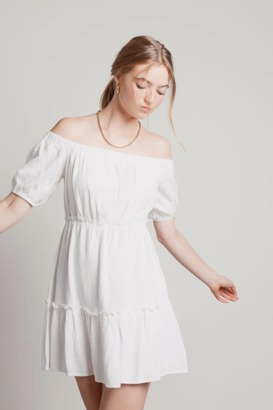 Tobi Fresh Air Off The Shoulder Skater Mini Dress -