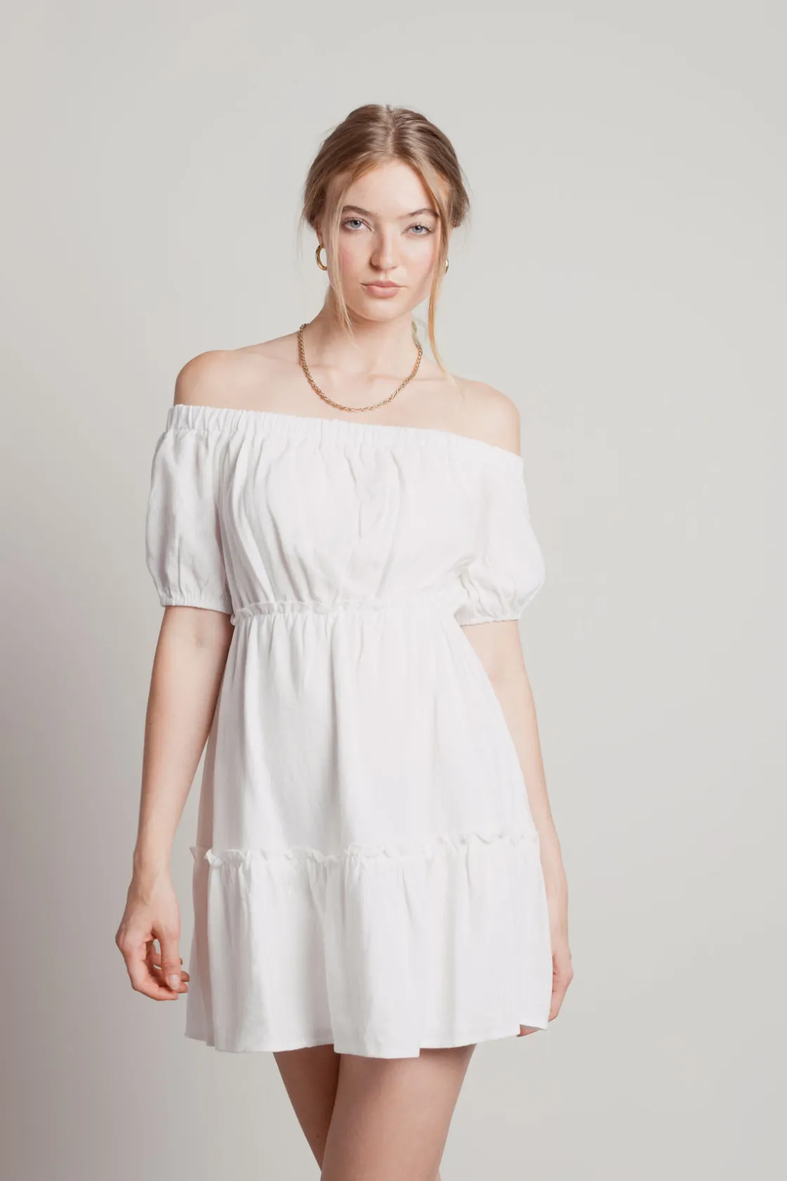 Tobi Fresh Air Off The Shoulder Skater Mini Dress -