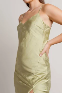 Tobi Fruit Salad Satin High Slit Midi Dress -