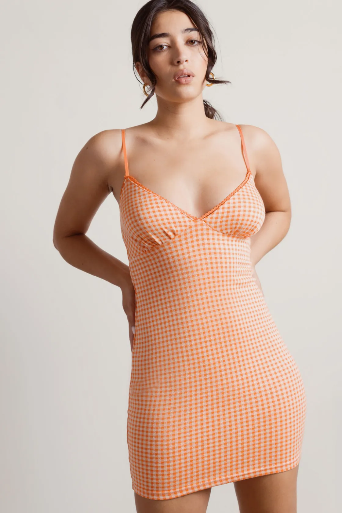 Tobi Fruit Sandos Gingham Bodycon Mini Dress - Blue