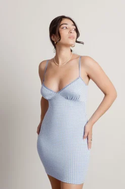 Tobi Fruit Sandos Gingham Bodycon Mini Dress - Blue