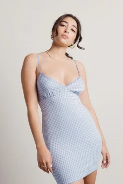 Tobi Fruit Sandos Gingham Bodycon Mini Dress - Blue