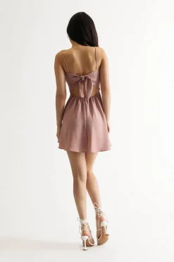 Tobi Gabbie White Ruched Tie Back Skater Mini Dress