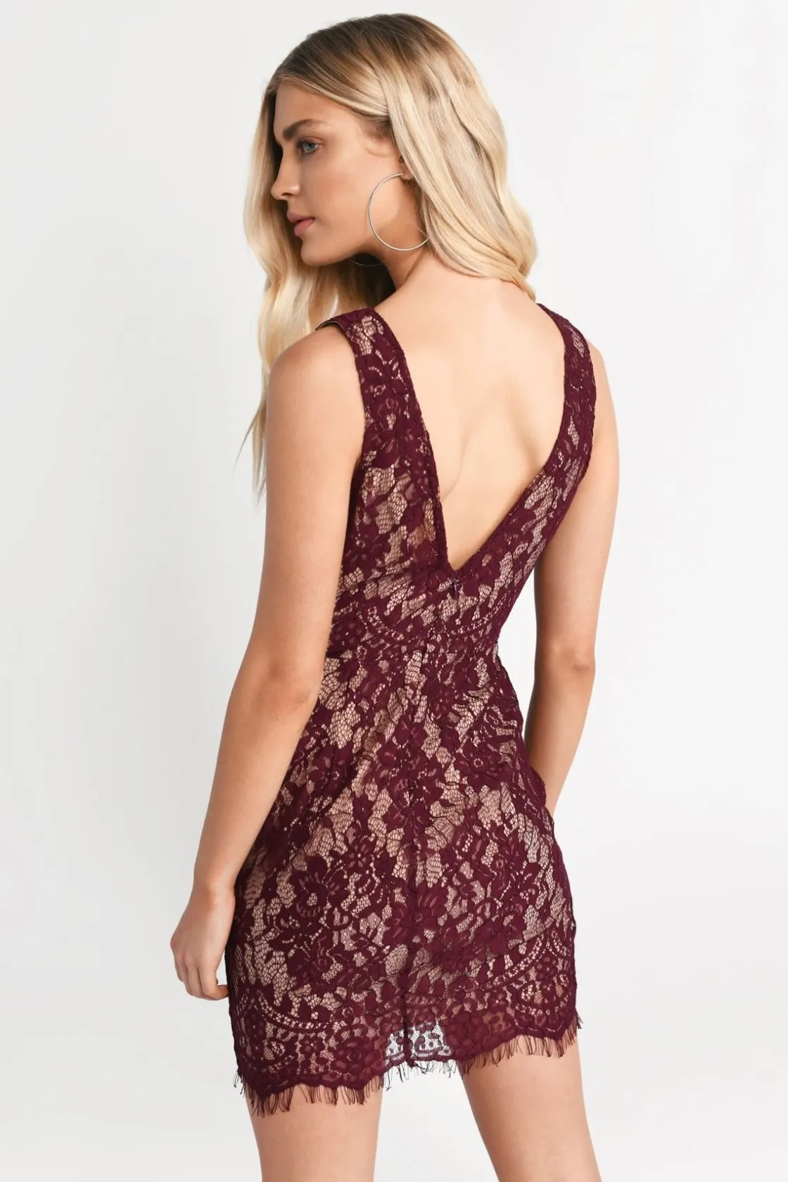 Tobi Gabi Plunging Lace Up Mini Dress -
