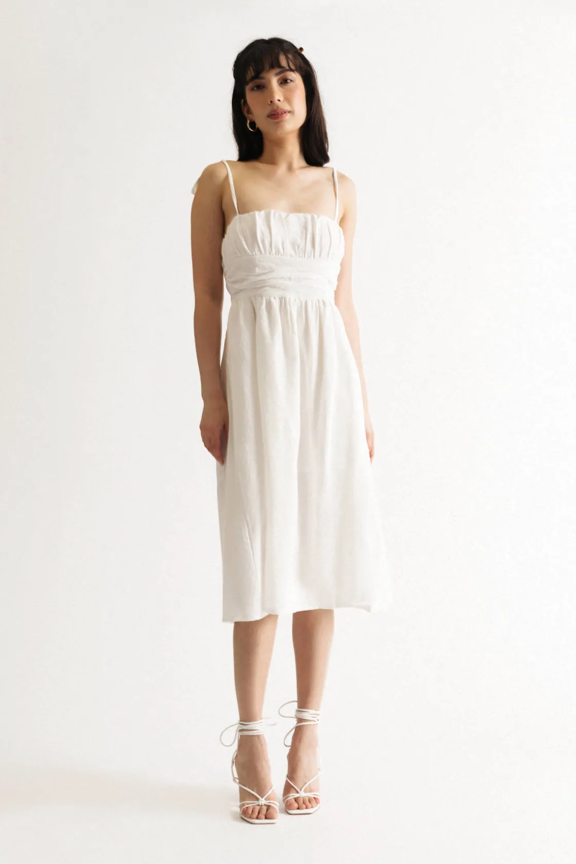 Tobi Get A Clue Ruched Tied Midi Dress