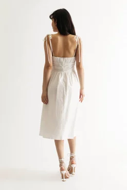 Tobi Get A Clue Ruched Tied Midi Dress