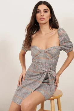 Tobi Gia Plaid Bustier Mini Dress -