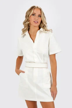 Tobi Gianne Belted Button Up Mini Dress -