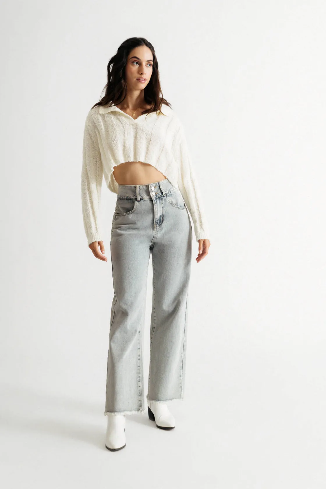 Tobi Gimme More Collared Sweater - Cream