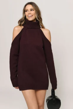 Tobi Give Love Cold Shoulder Sweater Mini Dress -