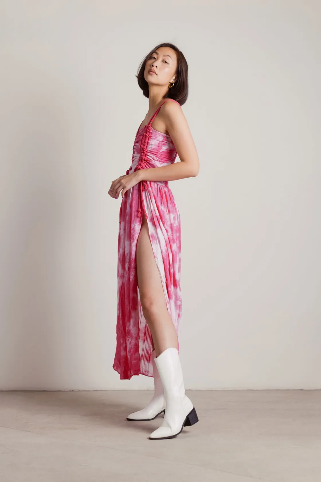 Tobi Give Me Attention Tie Dye High Slit Maxi Dress -
