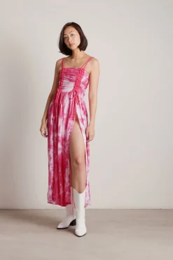 Tobi Give Me Attention Tie Dye High Slit Maxi Dress -