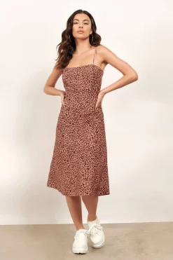 Tobi Give Me More Leopard Print Cami Midi Dress -