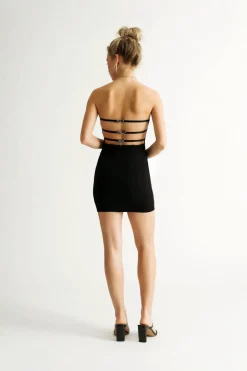 Tobi Glamorous Night Strapless Open Back Mini Dress -