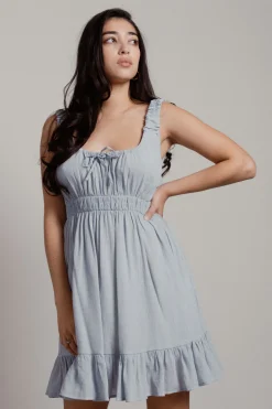 Tobi Glass Slipper Ruched Babydoll Mini Dress -