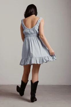 Tobi Glass Slipper Ruched Babydoll Mini Dress -