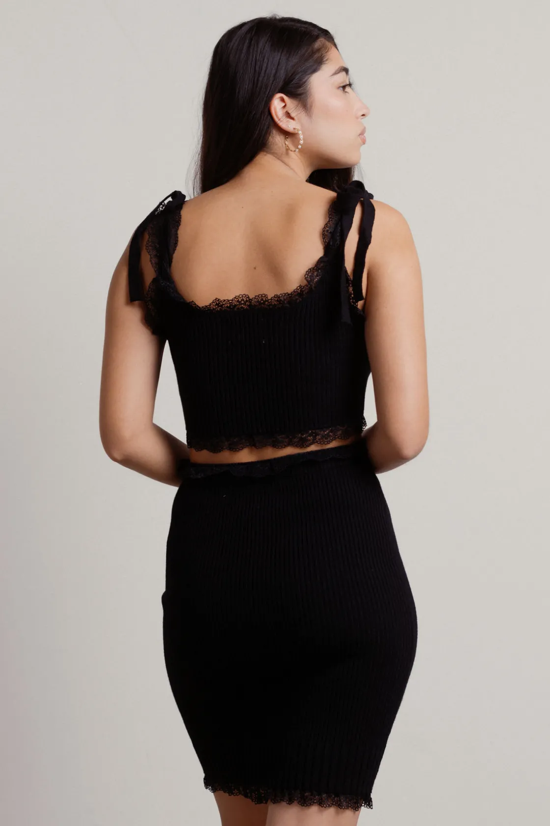Tobi Glow Up Ribbed Crop Top And Midi Skirt Set -