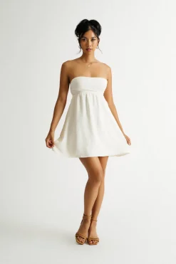 Tobi Go On Textured Strapless Back Tie Skater Dress
