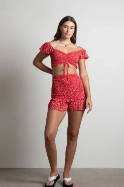 Tobi Godless Crop Top And Skirt Set - Teal